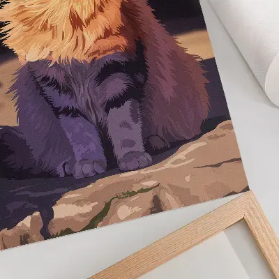 Decorative poster cat with text in orange gray and beige