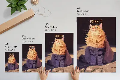Decorative poster cat with text in orange gray and beige