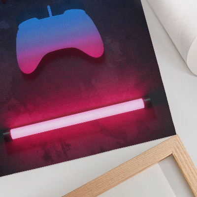 Poster Neon pixel inscription playing pad dynamics