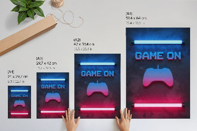 Poster Neon pixel inscription playing pad dynamics