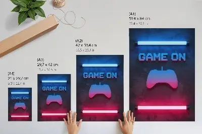 Neon pixel inscription poster playing pad dynamics