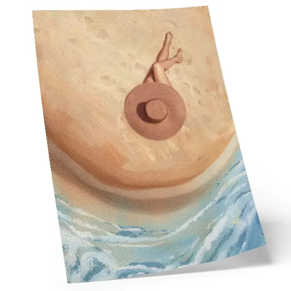 Beach hat rest sun warmth art print