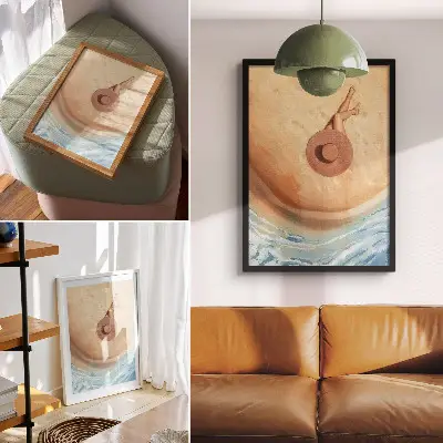 Beach hat rest sun warmth art print