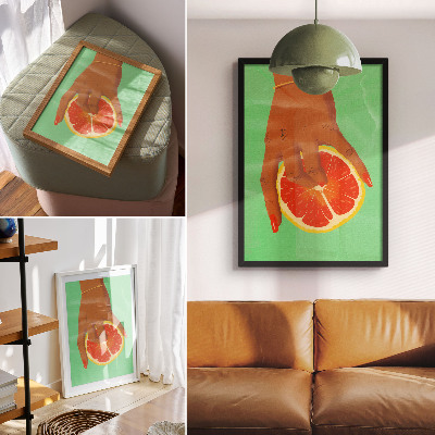Premium wall art Hand with grapefruit vibrant colors pop art