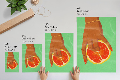 Premium wall art Hand with grapefruit vibrant colors pop art