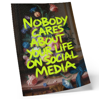 Decorative poster Bright inscription on a background of colorful flowers