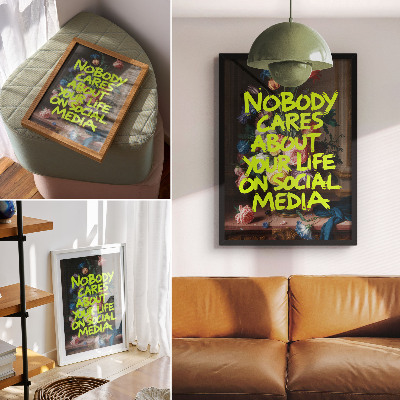 Decorative poster Bright inscription on a background of colorful flowers