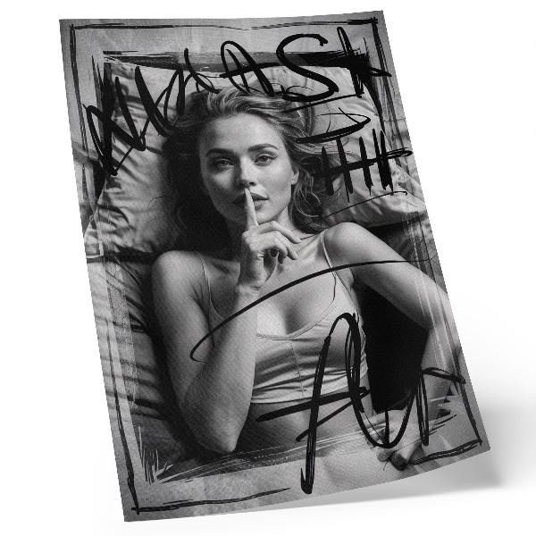 Poster Black and white graffiti figure dynamic lines