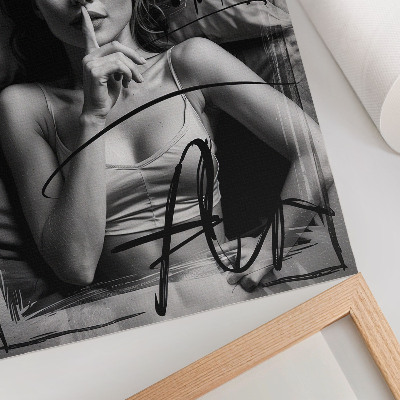 Poster Black and white graffiti figure dynamic lines