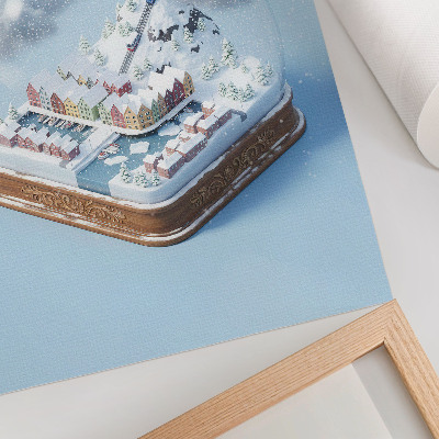 Premium wall art A miniature town in a snow globe
