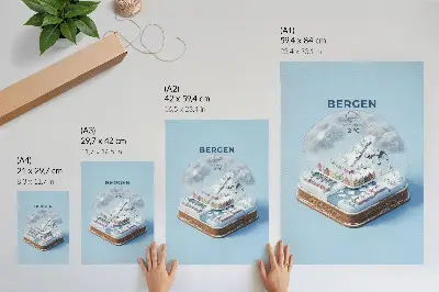 Premium wall art miniature town in a snow globe