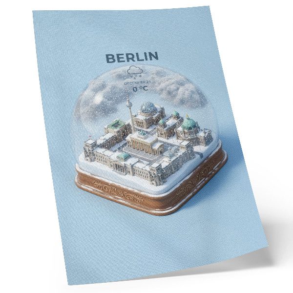 Decorative poster A miniature city in a glass snow globe