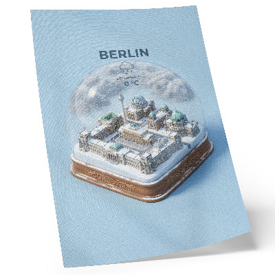 Decorative poster A miniature city in a glass snow globe