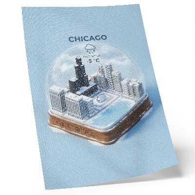 Art print A miniature city in a winter setting