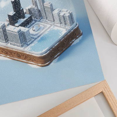 Art print A miniature city in a winter setting