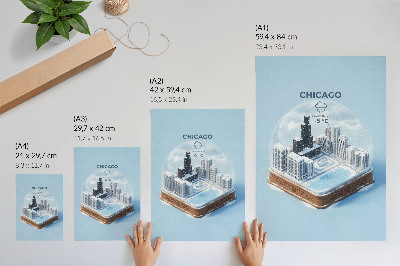 Art print A miniature city in a winter setting