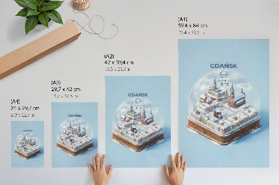 Premium wall art Winter Gdańsk under the snow in a glass ball