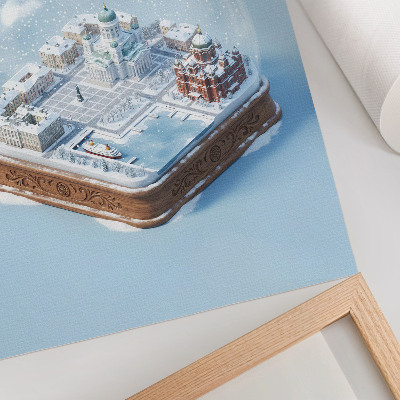 Decorative poster Miniature Helsinki in a snow globe