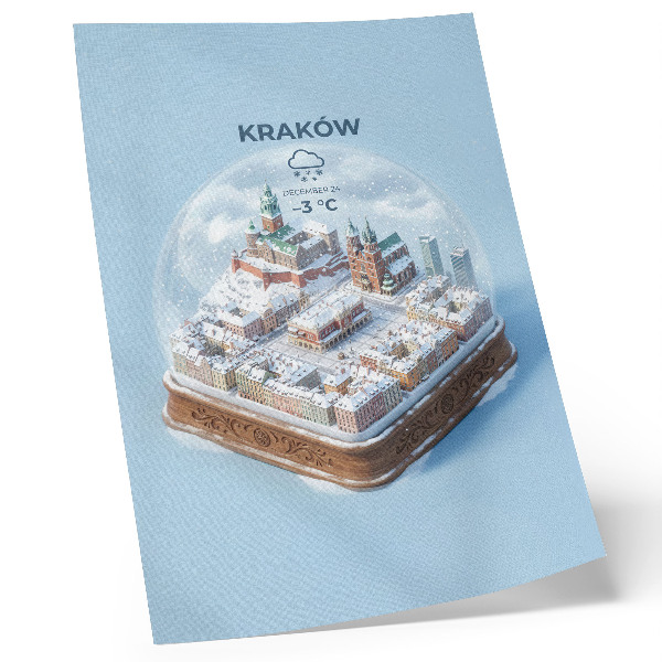 Art print Krakow under a glass dome - winter atmosphere