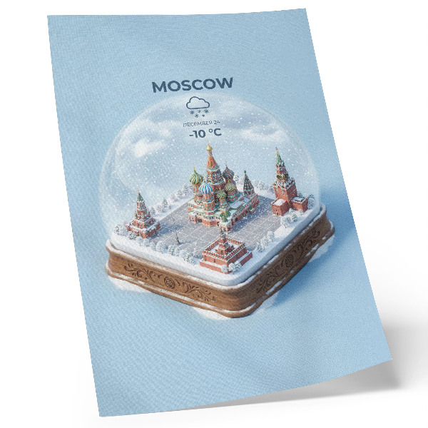 Decorative poster Miniature Moscow in a winter snow globe