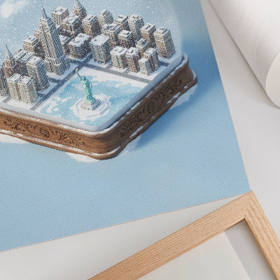 Poster Minimalist city winter snow globe