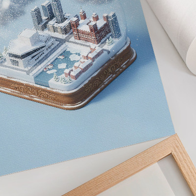 Art print A winter city under a dome in a modern style