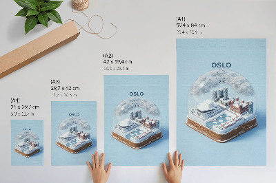 Art print A winter city under a dome in a modern style