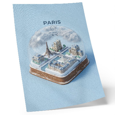 Premium wall art Winter Paris snow globe model