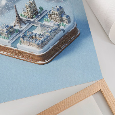 Premium wall art Winter Paris snow globe model