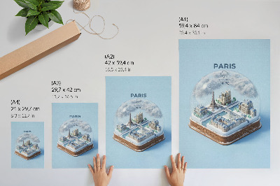 Premium wall art Winter Paris snow globe model