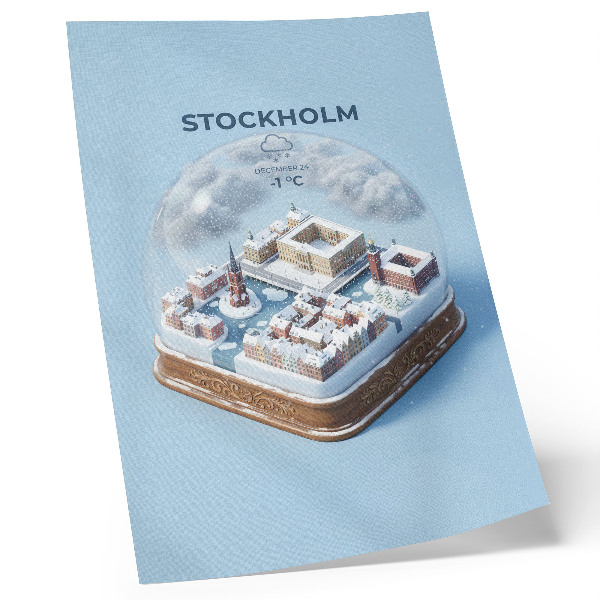 Decorative poster Stockholm in a sphere modern architecture winter climate