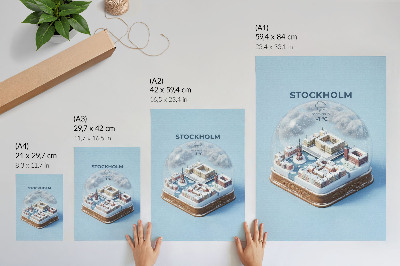 Decorative poster Stockholm in a sphere modern architecture winter climate