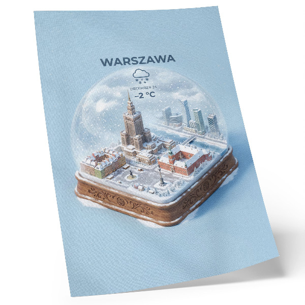 Poster Warsaw winter glass globe snow architecture
