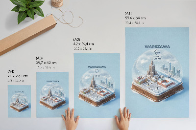 Poster Warsaw winter glass globe snow architecture