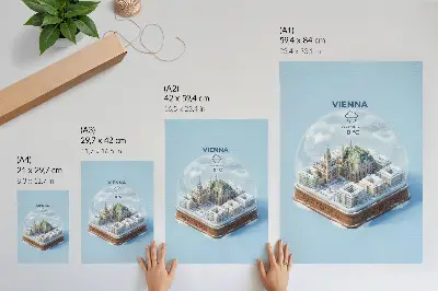 Vienna panorama glass sphere art print miniature artistic depiction