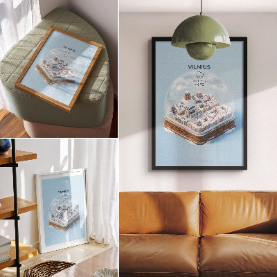 Premium wall art Miniature city in a sphere, winter atmosphere, magic