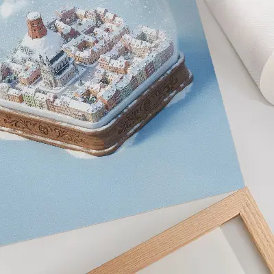 Premium wall art miniature city in a winter magic sphere