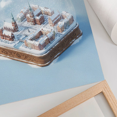 Decorative poster A miniature city in a winter glass globe