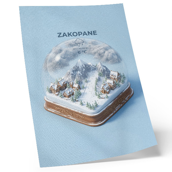 Poster Winter wonderland in a sphere, calm colors, mountain charm