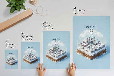 Art print City in a glass ball winter snow architecture