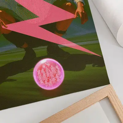 Poster with neon colors and a surprising figure