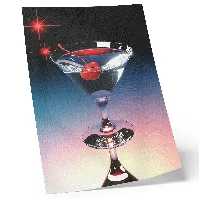 Elegance cocktail glass with red cherry premium wall art
