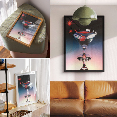 Premium wall art Elegance cocktail glass with red cherry