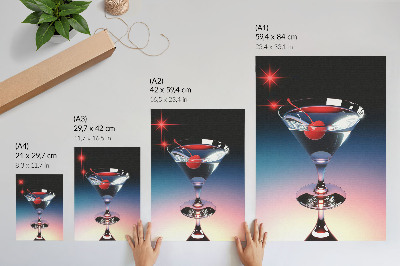 Premium wall art Elegance cocktail glass with red cherry