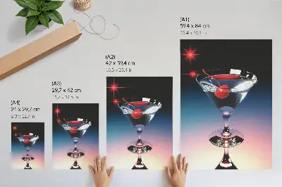 Elegance cocktail glass with red cherry premium wall art