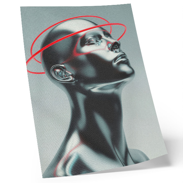 Decorative poster Futuristic sculpture modernity red gray