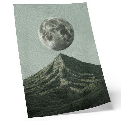 Poster Moon over the mountain green shades mysterious scenery