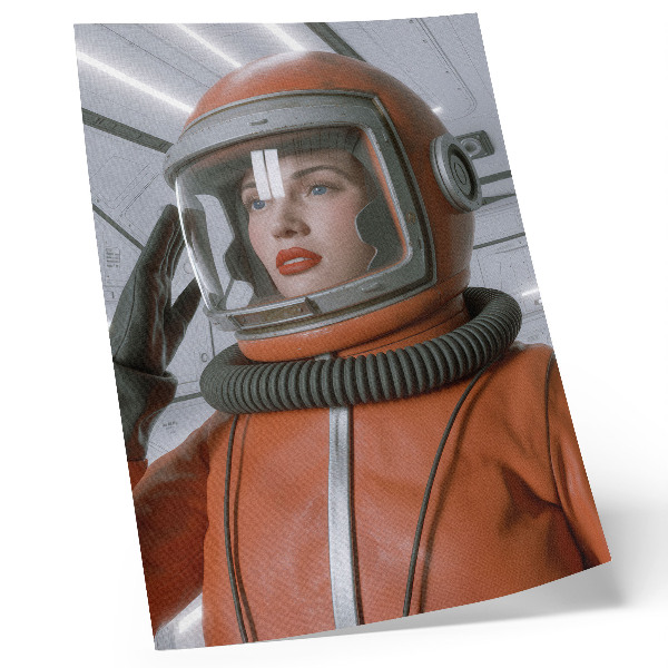 Premium wall art Space figure in a spacesuit orange modernity