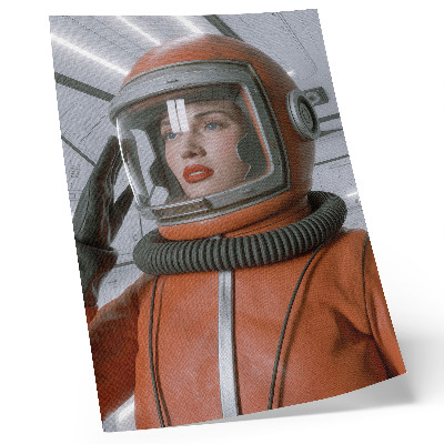 Premium wall art Space figure in a spacesuit orange modernity