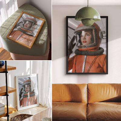 Premium wall art Space figure in a spacesuit orange modernity